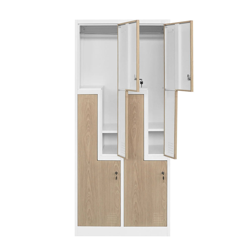 Метален гардероб 4 отделения Z-врати RFG 800/450/1850 кехлибарен дъб-бяло